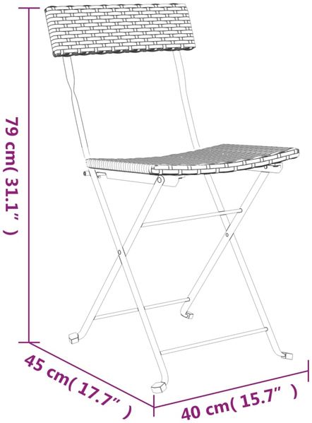 vidaXL Bistrostühle 6 Stk. Klappbar Schwarz Poly Rattan und Stahl 3152113 Bild 9