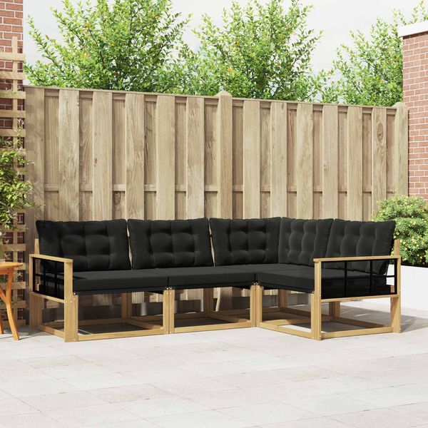 vidaXL Outdoor-Sofagarnitur mit Kissen 4 pcs Weiß und Schwarz 3388642