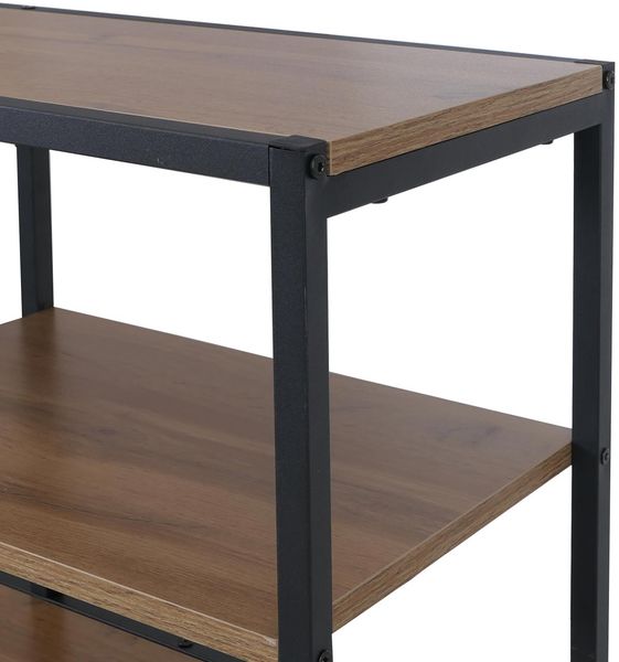 Regal HWC-P11, Regalschrank Bücherregal Standregal, Schubladen Industrial MDF Metall Melamin 150x81x33cm ~ braun Bild 6