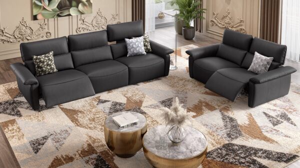 Sofanella Ledercouch Merida 3-Sitzer Funktionssofa elektrisches in Schwarz S: 242 Breite x 101 Tiefe Bild 9