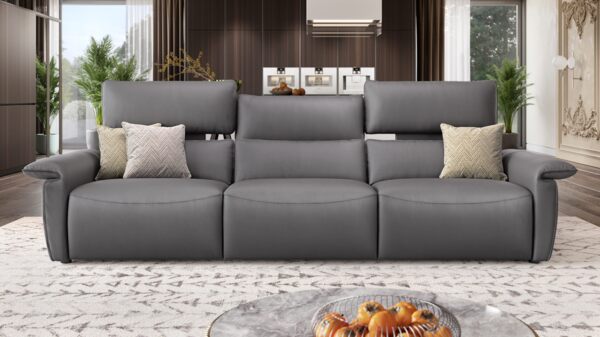 Sofanella Ledercouch Merida 3-Sitzer Funktionssofa elektrisches in Schwarz S: 242 Breite x 101 Tiefe Bild 2