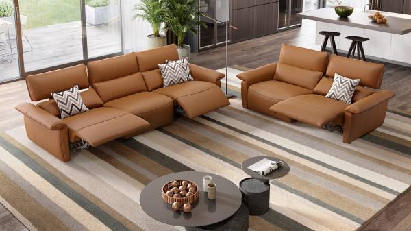 Sofanella Ledercouch Merida 3-Sitzer Funktionssofa elektrisches in Schwarz S: 242 Breite x 101 Tiefe Bild 4