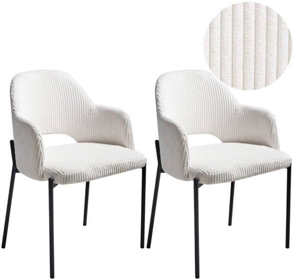 Esszimmerstuhl 2er Set RATON Cord Cremeweiß