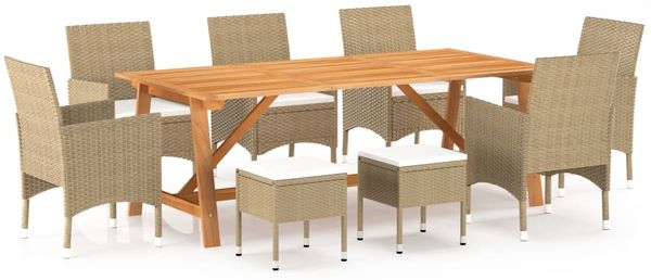 vidaXL 9-tlg. Garten-Essgruppe Beige 3068802