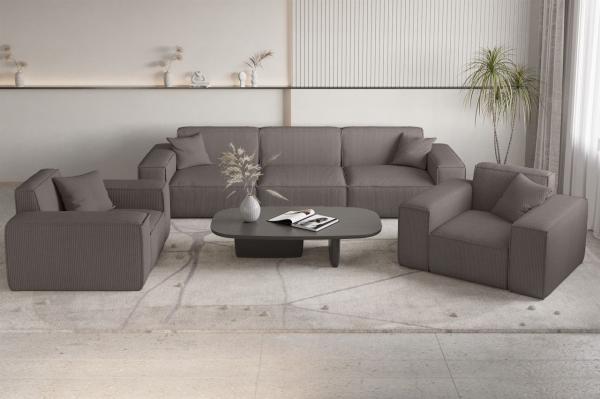 Sofaset Designersofa CELES PREMIUM 3-1-1 in Stoff Scala Taupe