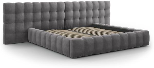 Micadoni Stauraumbett mit Doppelkopfteil Mamaia Samt Bluvel Grau 200x200