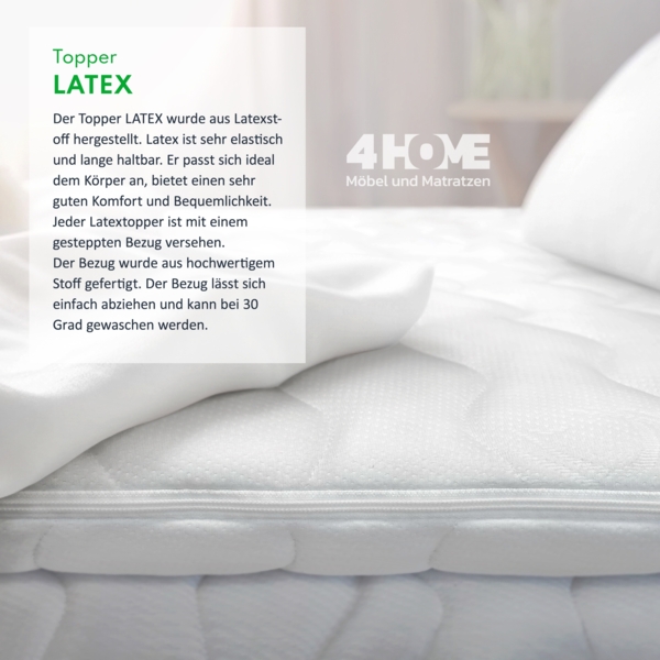 Topper 80x200 cm Matratzenauflage mit Latex Höhe 4 cm Matratzenschoner H2 Bild 4