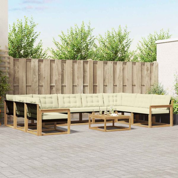 vidaXL Outdoor-Sofagarnitur mit Kissen 10 pcs Weiß und Creme 3389084