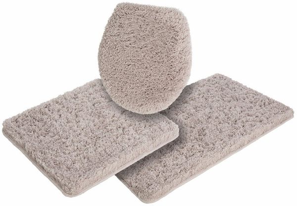 Möve Badematte Superwuschel, Badvorleger, Badezimmer Teppich, Höhe 40 mm, rutschhemmend beschichtet, schnell trocknend, strapazierfähig, fußbodenheizungsgeeignet, Polyester, rechteckig, 3-tlg. Hänge-WC Set, Mikrofaser-Badematte, Badteppich, rechteckig,...