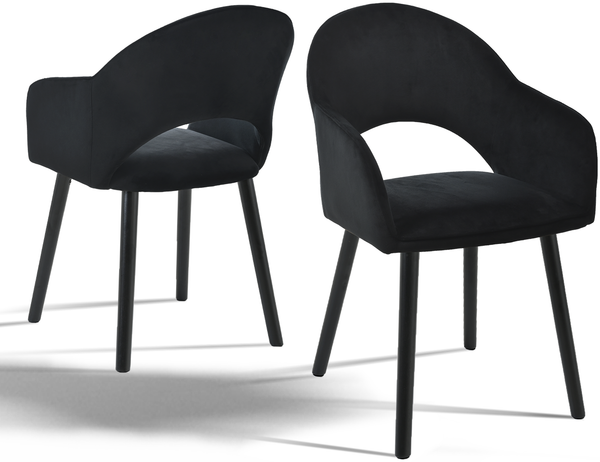 GOEURVANT 1316 Esszimmerstühle 2er-Set, Samt - Schwarz