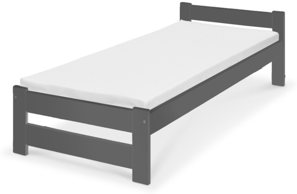 Coemo Bett Classico Holzbett Bettgestell mit Lattenrost Massivholz Kiefer Farbe Anthrazit 80 x 200 cm Bild 2