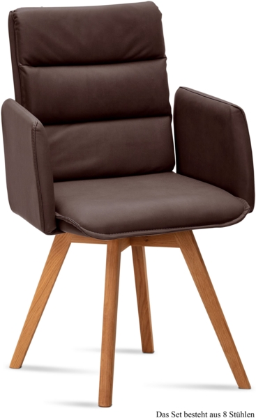 Armlehnstuhl (8er-Set) Dodie 52 x 92 x 60 Eiche geölt/Braun