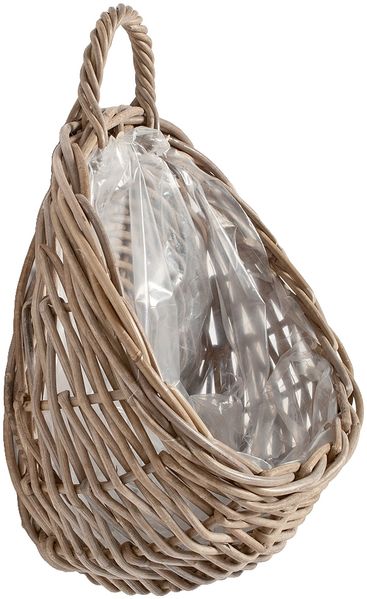 Hängepflanzkorb PORUN-Small Natural Rattan Übertopf Blumenkorb Wandkorb