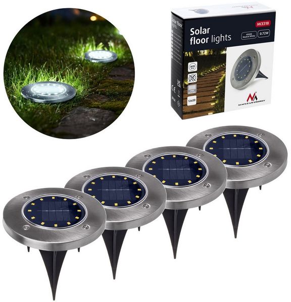Maclean LED Gartenleuchte MCE318, LED Solar Bodenleuchten mit Erdspieß