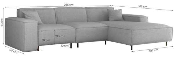 Ecksofa Designersofa GLORIA in Stoff Scala Blau Ottomane Links Bild 2