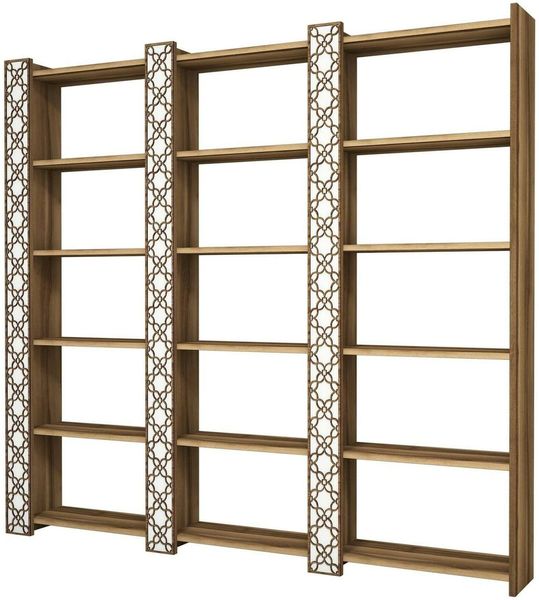 Dmora Bücherregal Vele, Büroregal, Mobiler Buchhalter, Bücherbrett, 185x24h170 cm, Walnuss und Weiß