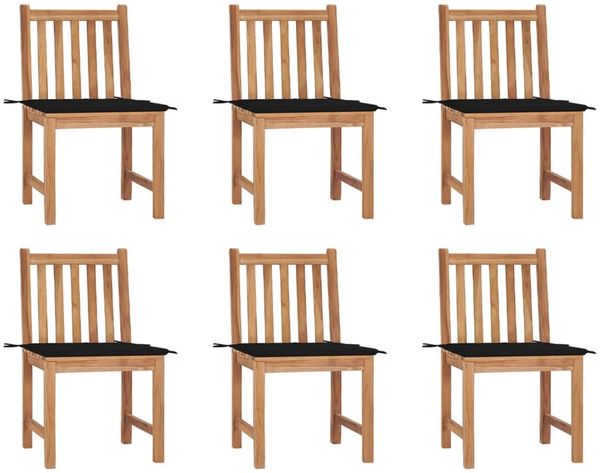 vidaXL Gartenstühle 6 Stk. mit Kissen Massivholz Teak 3073122