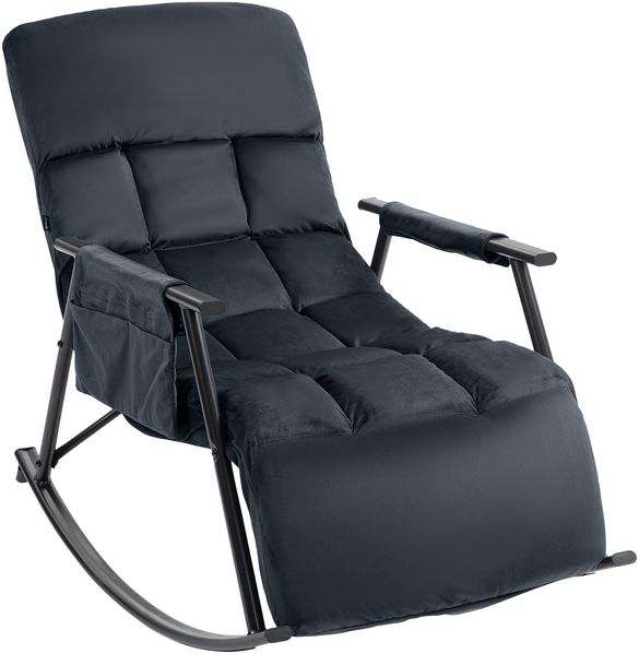 Schaukelstuhl JULIA Indoor - 61x100x66cm, Samt, Schwarz | Liegestuhl Relaxstuhl Sofastuhl