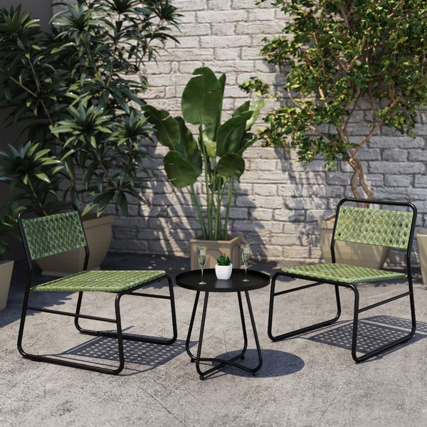 Bistroset Brienza 3-tlg. Polyrattan Grün [casa. pro]