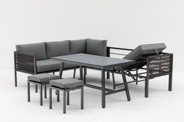 Gardissimo Gartenlounge-Set Aruba Lounge / Rope / Aluminium / Gartenmöbelset / Outdoor / Möbel, UV-beständig / verstellbare Liegefläche / flexibel aufstellbar