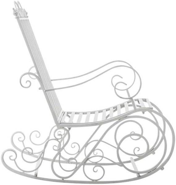 Schaukelstuhl ANNA 2er Set Antik Outdoor - 56x90x94cm, Metall, Weiß | Gartenstuhl Liegestuhl Relaxstuhl Garten Terrasse Bild 4
