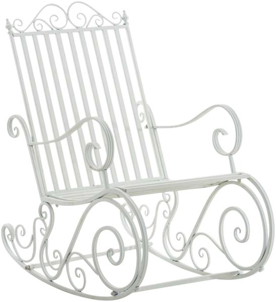 Schaukelstuhl ANNA 2er Set Antik Outdoor - 56x90x94cm, Metall, Weiß | Gartenstuhl Liegestuhl Relaxstuhl Garten Terrasse Bild 2