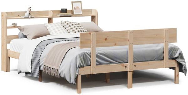 Doppelbett, Betten für Erwachsene, Massivholzbett ohne Matratze 150x200 cm Kiefernholz de3067