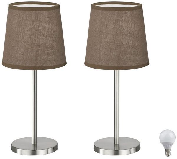 Lichthandel Hoch LED Tischleuchte Nachttischlampe 2er Set Nachttischleuchte für Schlafzimmer Tischlampe, LED wechselbar, warmweiß, LED