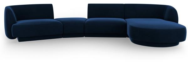 Micadoni Modulares Sofa Miley mit Recamiere 4-Sitzer Rechts Samtstoff Bluvel Königsblau