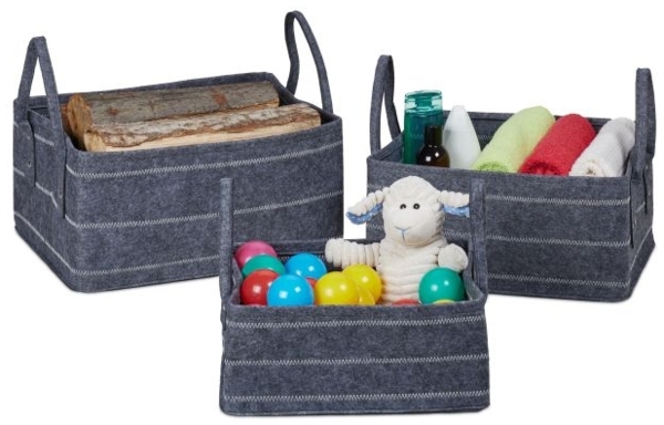 3-tlg. Aufbewahrungskorb Set aus Filz