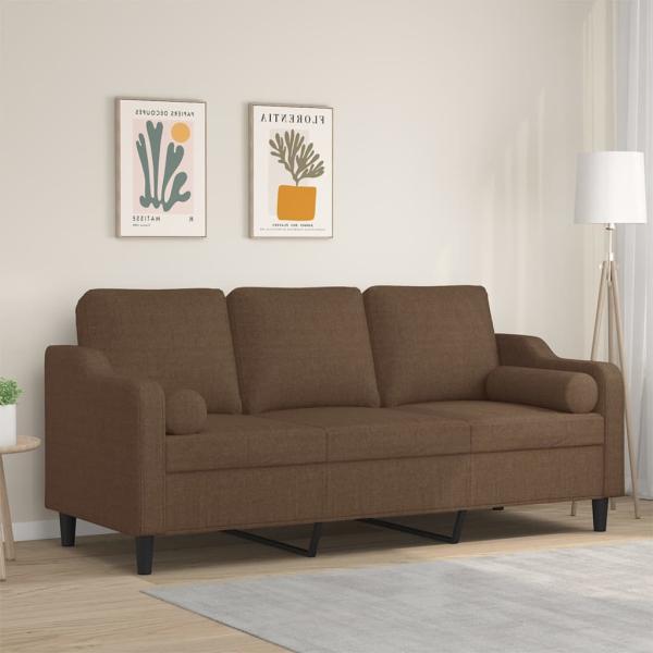 vidaXL 3-Sitzer-Sofa mit Zierkissen Braun 180 cm Stoff 3200856