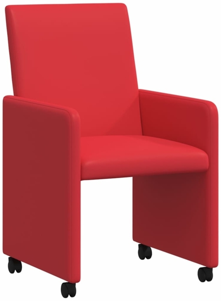 vidaXL Esszimmerstühle mit Rollen 2 pcs Rot 57 x 66 x 94 cm Kunstleder 42017821