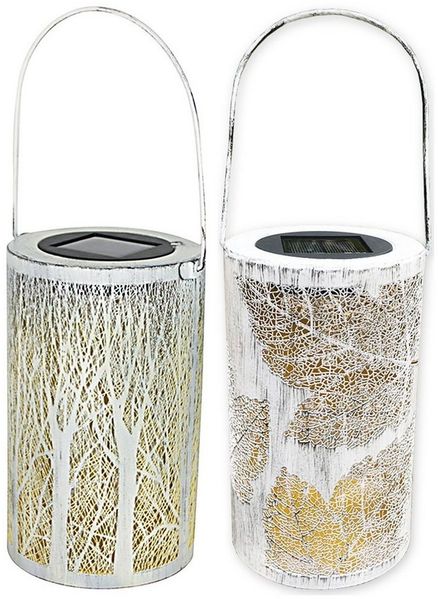 HTI-Living LED Solarleuchte Solarlaterne Blätter/Baum, 2er Set Luna, Solarleuchte Gartenleuchte