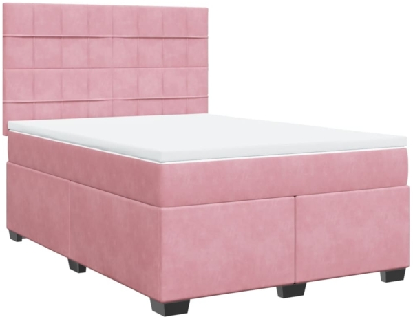 vidaXL Boxspringbett mit Matratze Rosa 160x200 cm Samt 3290959