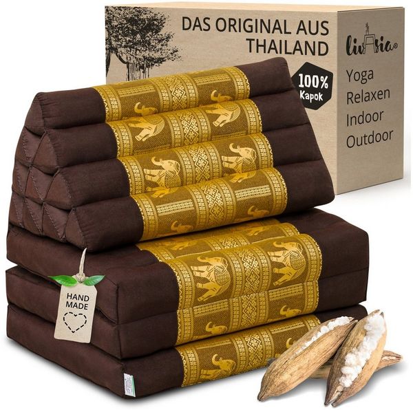 livasia Sitzsack Thaikissen 3 Auflagen (Deluxe) vegan und handgefertigt, 175 x 55 x 8 cm, Kapok