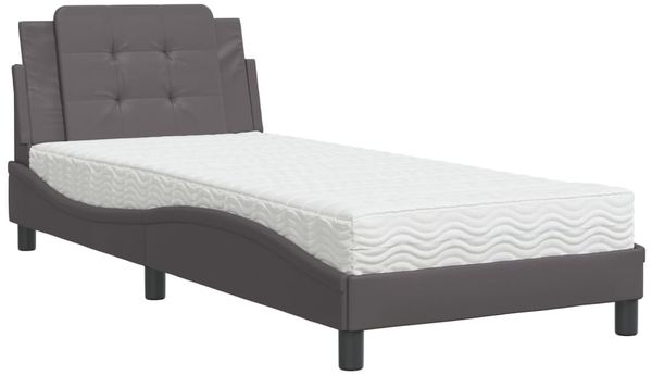 Einzelbettgestell Design für Erwachsene ohne Matratze Grau 80x200 cm Kunstleder d4847e