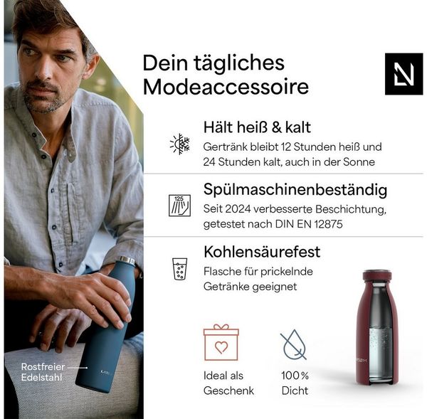 LARS NYSØM 'Ren' Thermoflasche, Berry Red, 350 ml