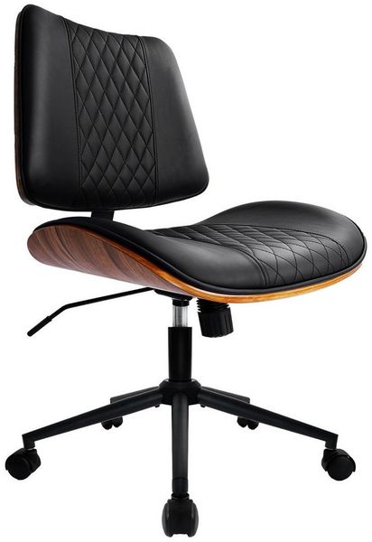 Durrafy Drehstuhl,Bürostuhl ohne Armlehnen,drehstuhl, bürostuhl, moderner Walnuss-Stuhl (Gepolsterter Kunstleder Computerstuhl mit Rädern, 1 St), Höhenverstellung,Bürostuhl 150KG