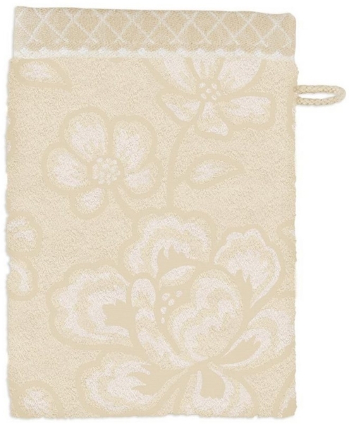 PiP Studio Waschhandschuh Jasmin Jaquard Waschhandschuh sand 16x22cm (1 Stück), 100% Baumwolle (325917)