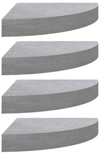 vidaXL Eck-Schweberegale 4 Stk. Betongrau 35x35x3,8 cm MDF 326644