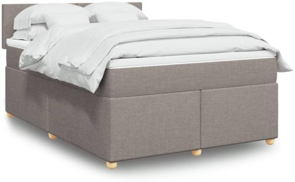 vidaXL Boxspringbett mit Matratze Taupe 160x200 cm Stoff 3289028