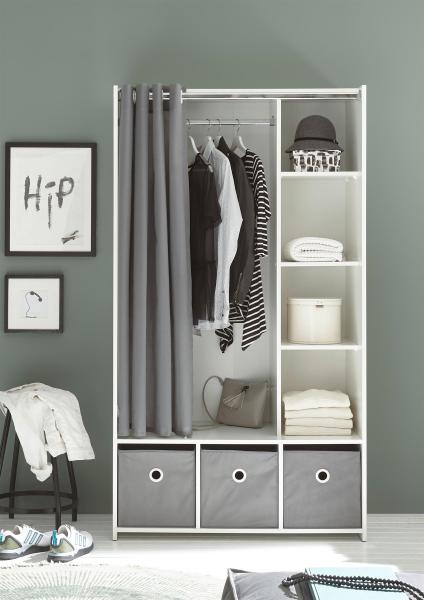 Kleiderschrank >Jill< in Weiß - 100x180x50cm (BxHxT)