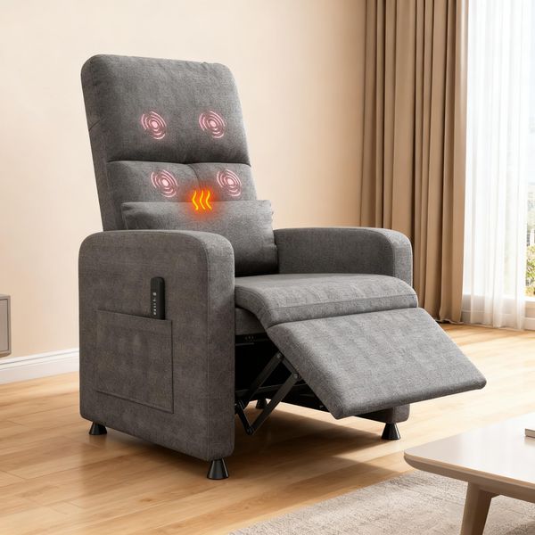 GarveeHome Fernsehsessel Elektrisch Relaxsessel Ruhesessel, massagesessel mit wärmefunktion, Verstellbarer Fernsehsessel mit Fußstütze, Einzelsofa,für Wohnzimmer, Schlafzimmer oder Büro