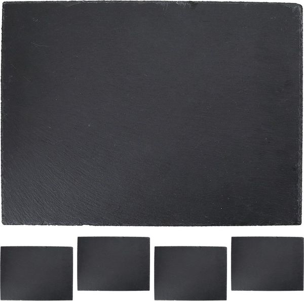 CEPEWA Servierplatte Schieferplatte 4er Set 40x30cm rechteckig Filzschoner Servierplatte, (4-tlg)