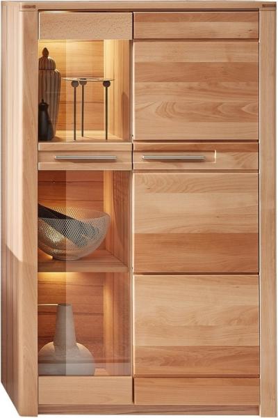 Highboard NATURE ONE Front Kernbuche Massivholz - mit LED Beleuchtung