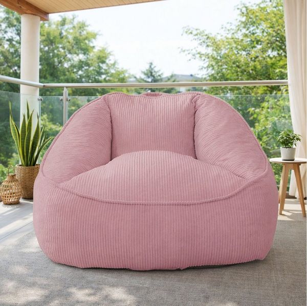 HomeMiYN Sitzsack Weicher Riesen Sitzsack aus Cord – Sessel fürs Wohnzimmer „Birne“