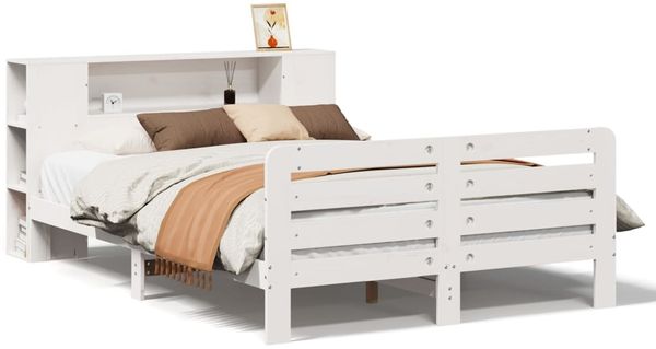 Doppelbett, Betten für Erwachsene, Massivholzbett ohne Matratze Weiß 160x200 Kiefernholz de4799