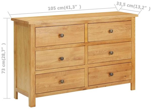 vidaXL Kommode 105x33,5x73 cm Massivholz Eiche 289196 Bild 6
