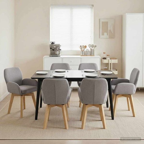 vidaXL Drehstuhl Esszimmer 6 pcs Bouclé Hellgrau 54 x 58 x 87 cm 3428289