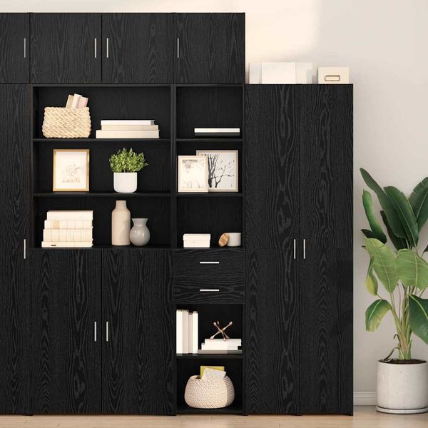 vidaXL Highboard Schwarz Eichen-Optik 40 x 42,5 x 185 cm Holzwerkstoff 3402637